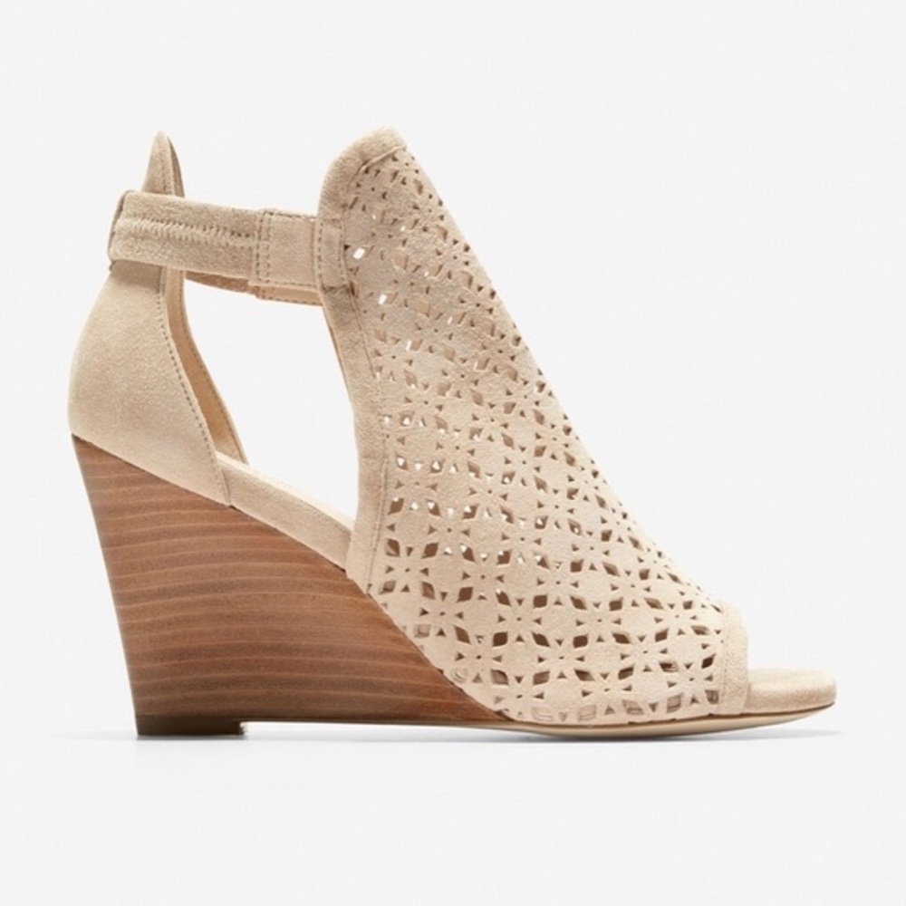 Cole Haan Edie Wedge Bootie 8.5M Maple Sugar Suede NWOT